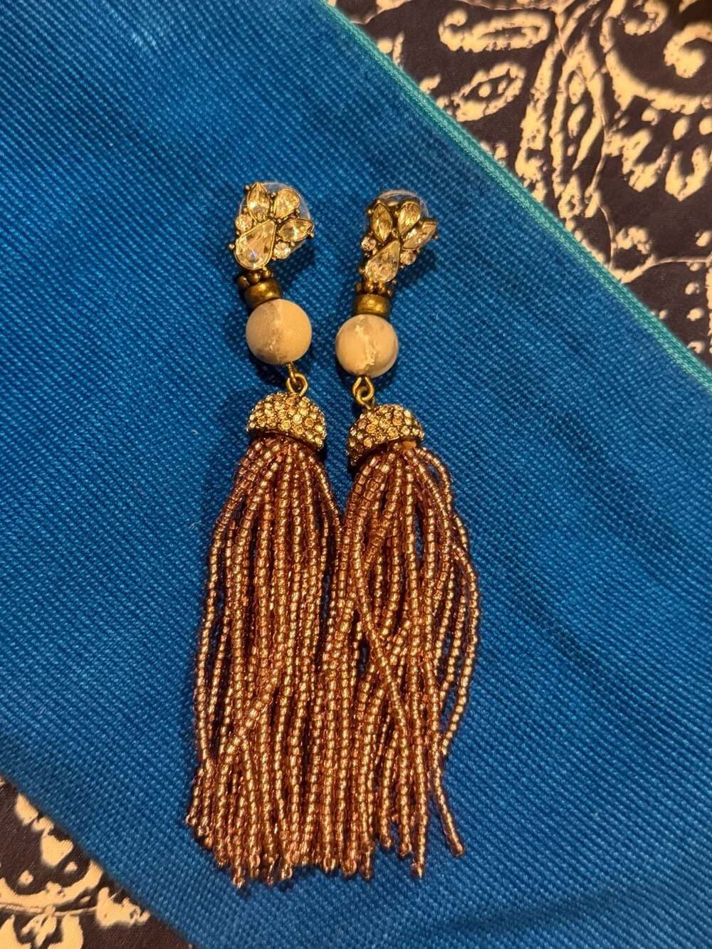 BaubleBar Crystal and Beaded Tassel Drop Earrings